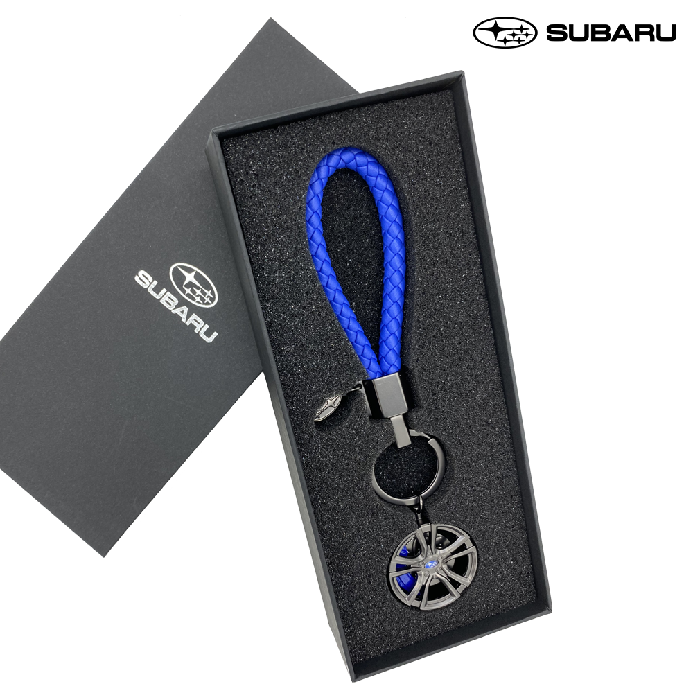 Subaru Rim Keychain with Braided Rope