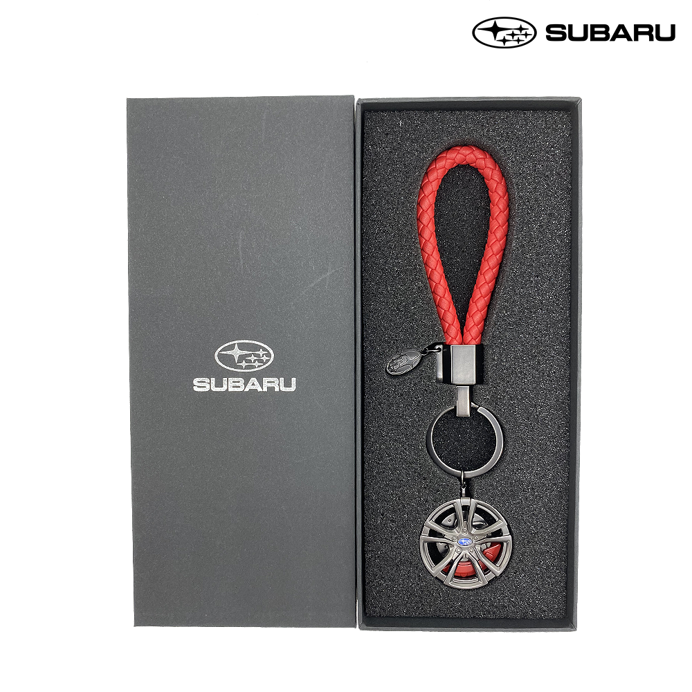 Subaru Rim Keychain with Braided Rope